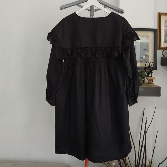 Zara Long sleeve Poplin Mini Dress Black - Picture 4 of 13